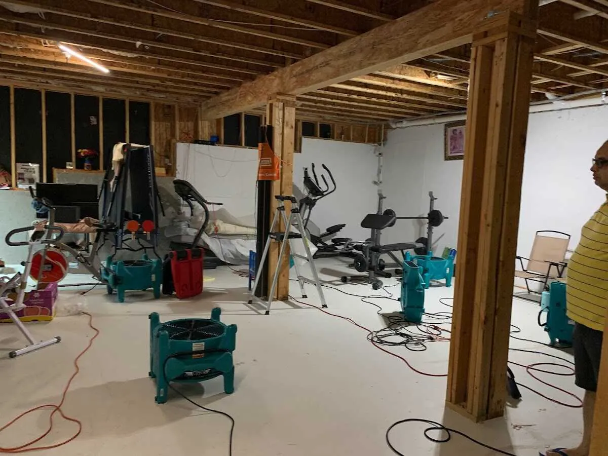 Basement drying equipment setup for Contents Cleaning & Restoration in Coon Rapids